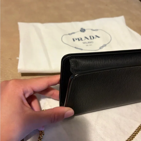 Prada Black Saffiano Leather Mini Bag with Gold hardware - Picture 9 of 10
